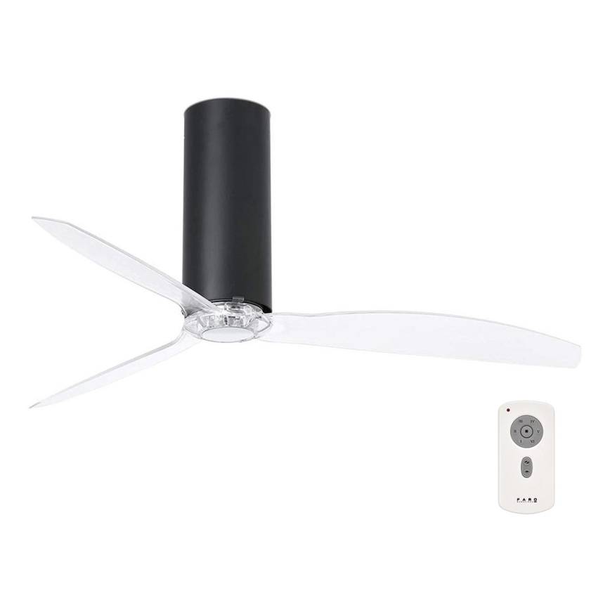 FARO 32036 - Stropni ventilator TUBE FAN crna/prozirna pr. 128 cm + daljinski upravljač