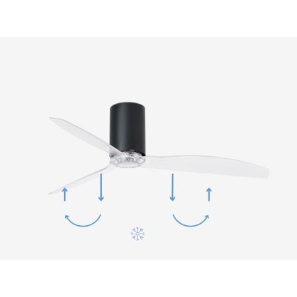 FARO 32041WP - Stropni ventilator MINI TUBE FAN M crna/prozirna pr. 128 cm SMART + daljinski upravljač