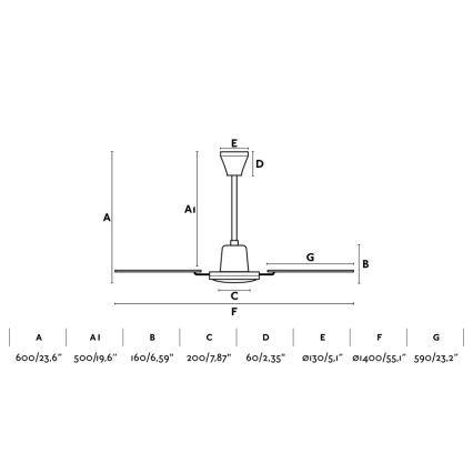 FARO 33111 - Stropni ventilator MALVINAS pr. 140 cm
