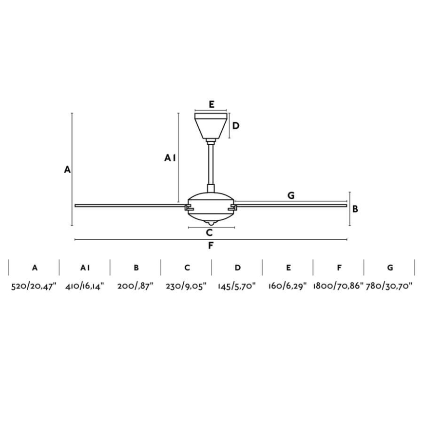 FARO 33349 - Stropni ventilator AOBA pr. 180 cm + daljinski upravljač
