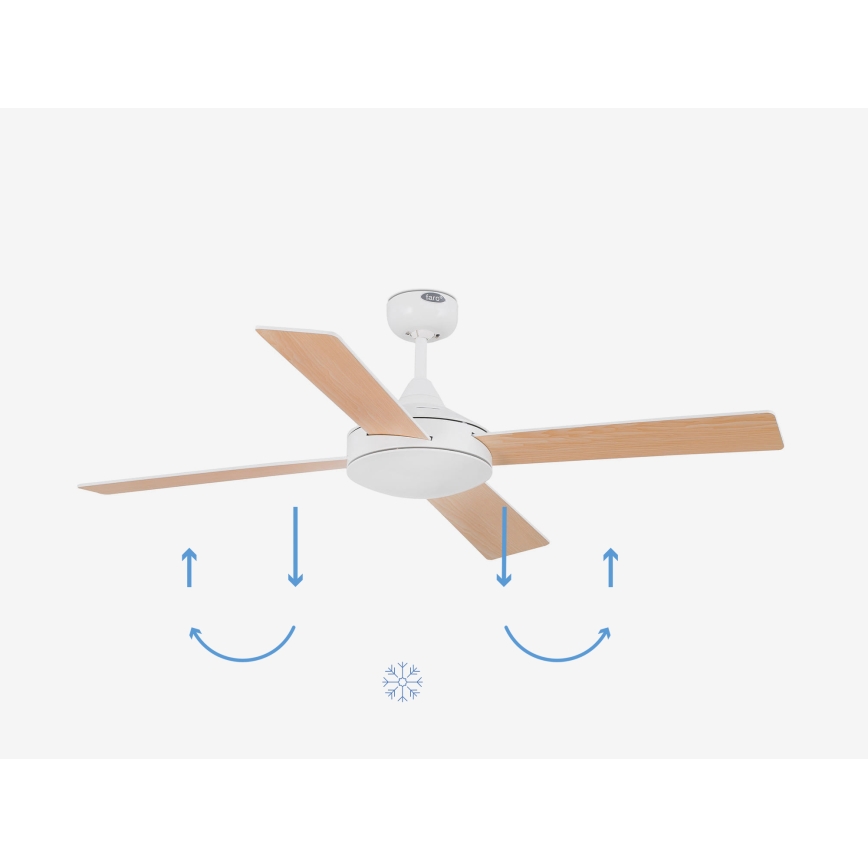 FARO 33350DC - Stropni ventilator MALLORCA L bijela/smeđa pr. 132 cm + daljinski upravljač