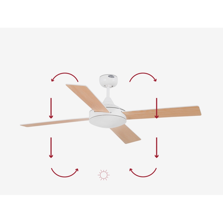 FARO 33350DC - Stropni ventilator MALLORCA L bijela/smeđa pr. 132 cm + daljinski upravljač
