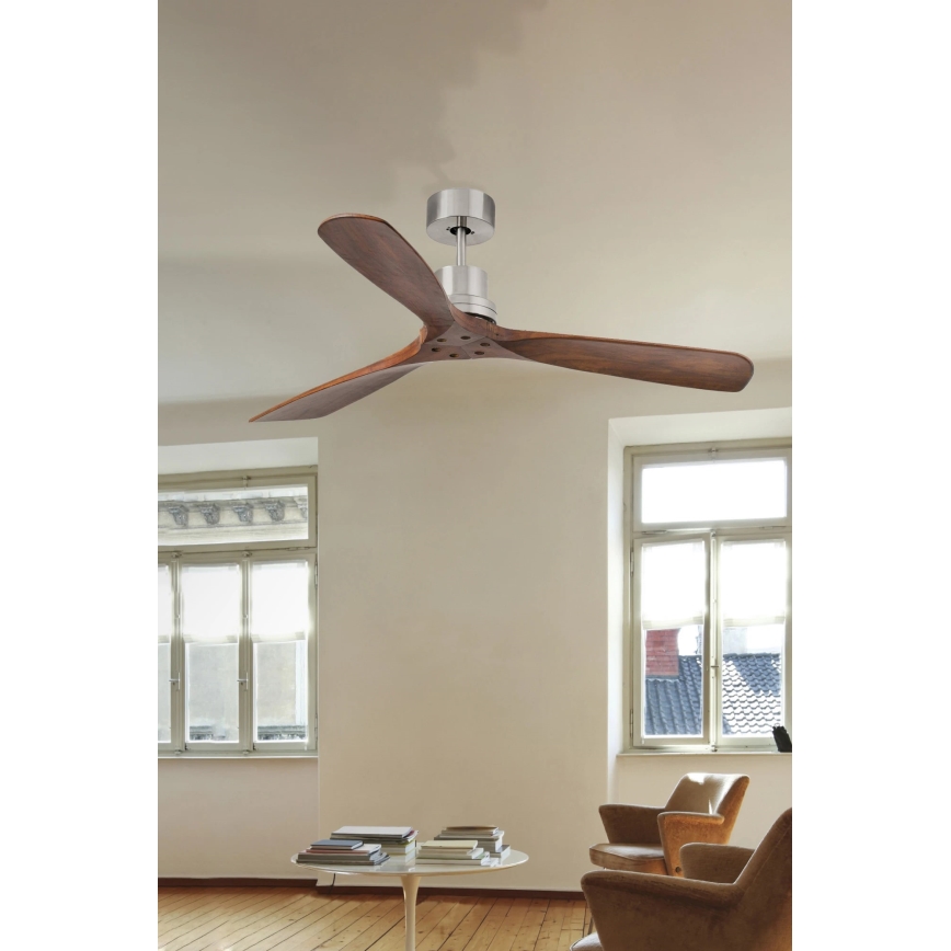 FARO 33370DC - Stropni ventilator LANTAU smeđa/mat krom pr. 132 cm + daljinski upravljač