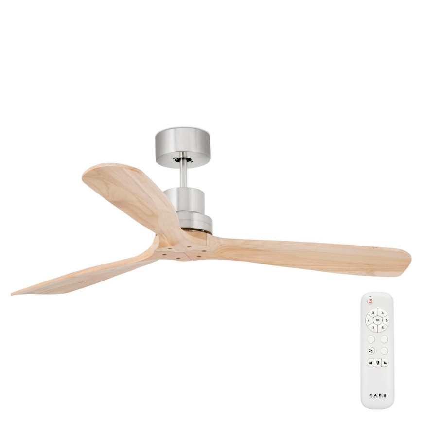 FARO 33373DC - Stropni ventilator LANTAU drvo/mat krom pr. 132 cm + daljinski upravljač