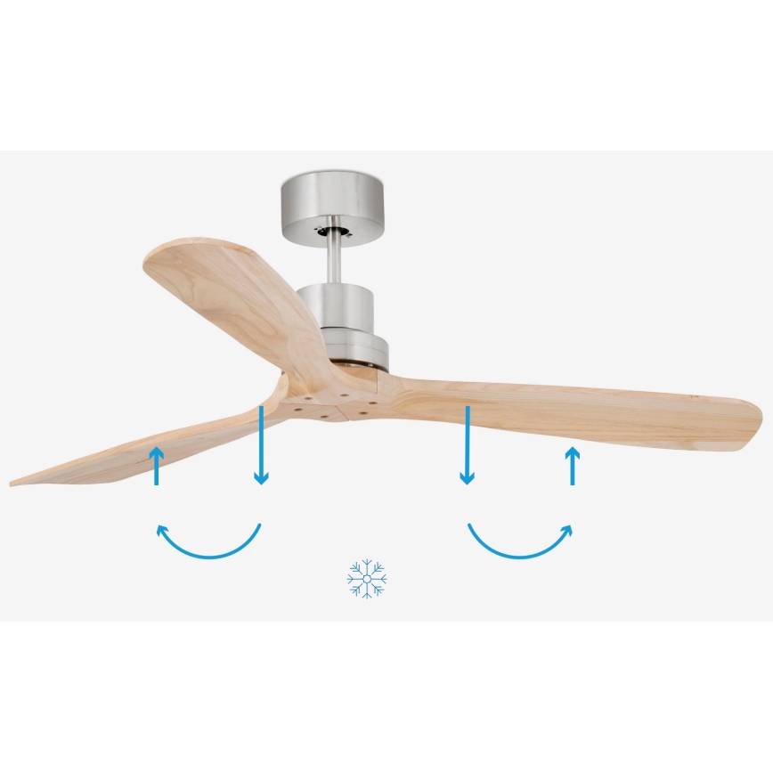 FARO 33373DC - Stropni ventilator LANTAU drvo/mat krom pr. 132 cm + daljinski upravljač