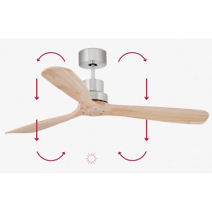 FARO 33373DC - Stropni ventilator LANTAU drvo/mat krom pr. 132 cm + daljinski upravljač