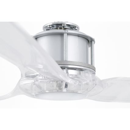 FARO 33394 - Stropni ventilator JUST FAN sjajni krom/prozirna + daljinski upravljač