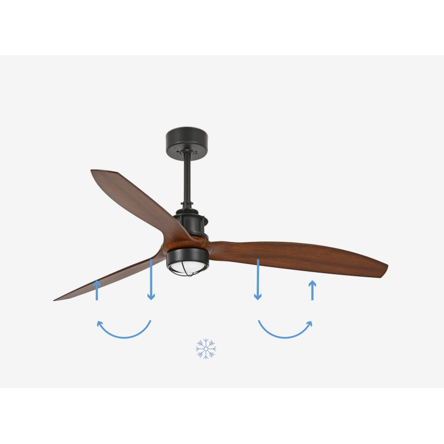FARO 33395-10 - LED Stropni ventilator JUST FAN LED/16W/230V crna/smeđa pr. 128 cm + daljinski upravljač