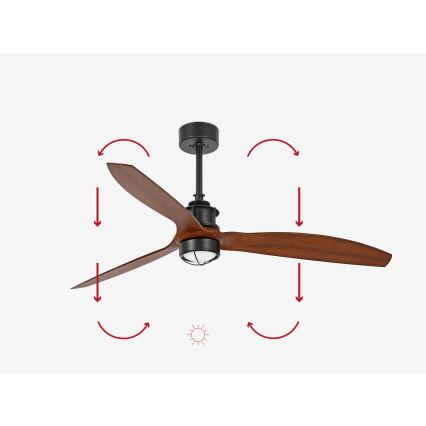 FARO 33395-10 - LED Stropni ventilator JUST FAN LED/16W/230V crna/smeđa pr. 128 cm + daljinski upravljač