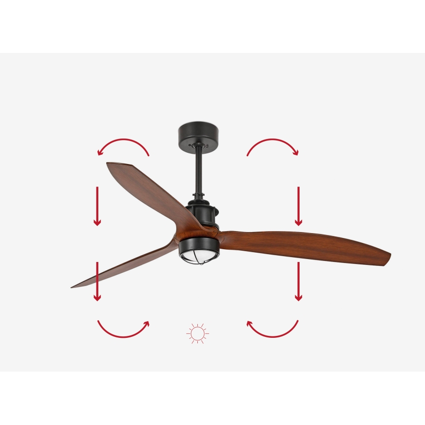 FARO 33395-10 - LED Stropni ventilator JUST FAN LED/16W/230V crna/smeđa pr. 128 cm + daljinski upravljač