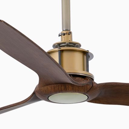 FARO 33398WT - Stropni ventilator JUST FAN M Ø 128 cm smeđa/mesing Wi-Fi Tuya + s daljinskim upravljačem
