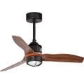 FARO 33425WT1N - LED stropni ventilator s prigušivanjem JUST FAN s LED/16W/230V Ø 81 cm smeđa/crna Wi‑Fi Tuya + daljinsko upravljanje
