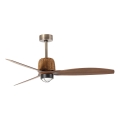 FARO 334361N - LED prigušivi stropni ventilator WEAVER M LED/16W/230V Ø 128 cm smeđa/mesing + daljinski upravljač