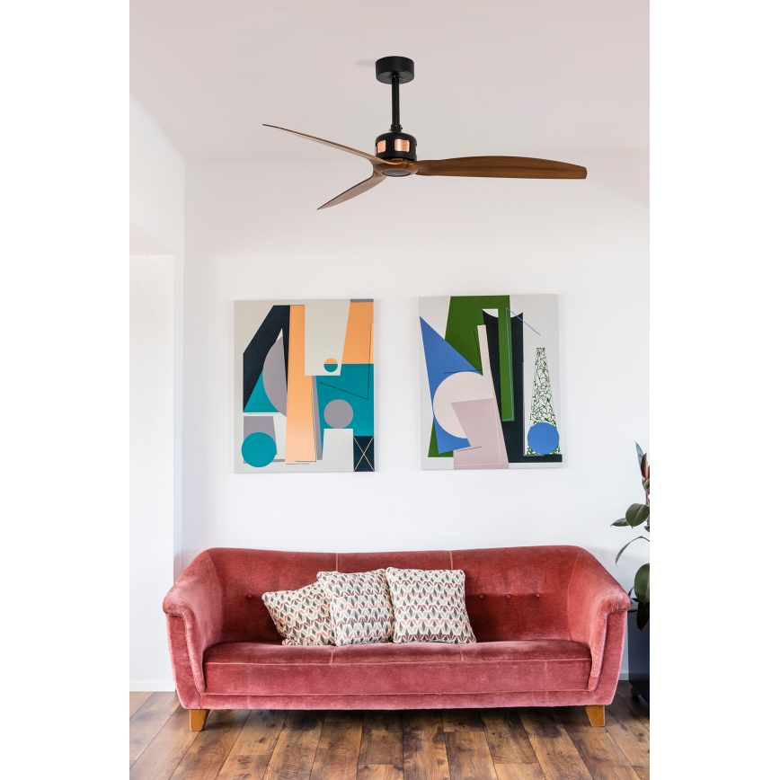 FARO 33451WT - Stropni ventilator COPPER FAN M, promjer 128 cm, smeđa/crna, Wi-Fi Tuya + daljinski upravljač