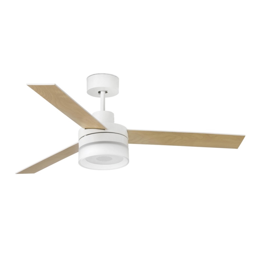 FARO 33460 - LED Stropni ventilator sa zvučnikom ICE LED/15W/230V bijela/smeđa + daljinski upravljač