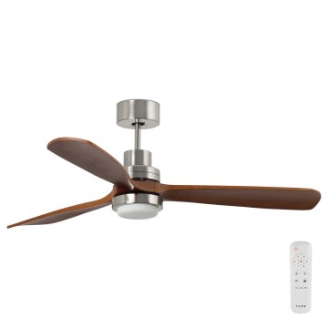 FARO 33463DC - LED Stropni ventilator LANTAU LED/12W/230V drvo/mat krom pr. 168 cm + daljinski upravljač
