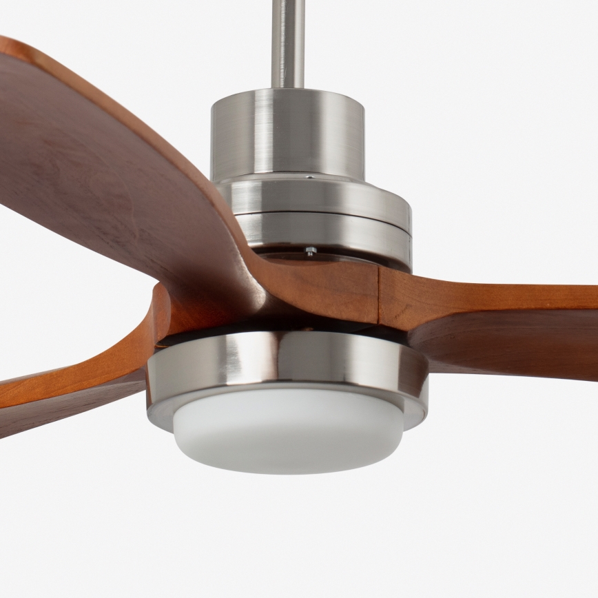 FARO 33463DC - LED Stropni ventilator LANTAU LED/12W/230V drvo/mat krom pr. 168 cm + daljinski upravljač