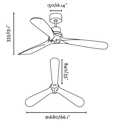 FARO 33464 - Stropni ventilator LANTAU