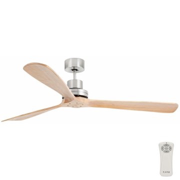 FARO 33504DC - Stropni ventilator LANTAU XL drvo/mat krom pr. 168 cm + daljinski upravljač