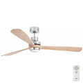 FARO 33505DC - LED Stropni ventilator LANTAU XL LED/15W/230V drvo/mat krom pr. 168 cm + daljinski upravljač