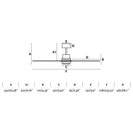 FARO 33508DC - Stropni ventilator MINI LANTAU mat krom/smeđa pr. 108 cm + daljinski upravljač