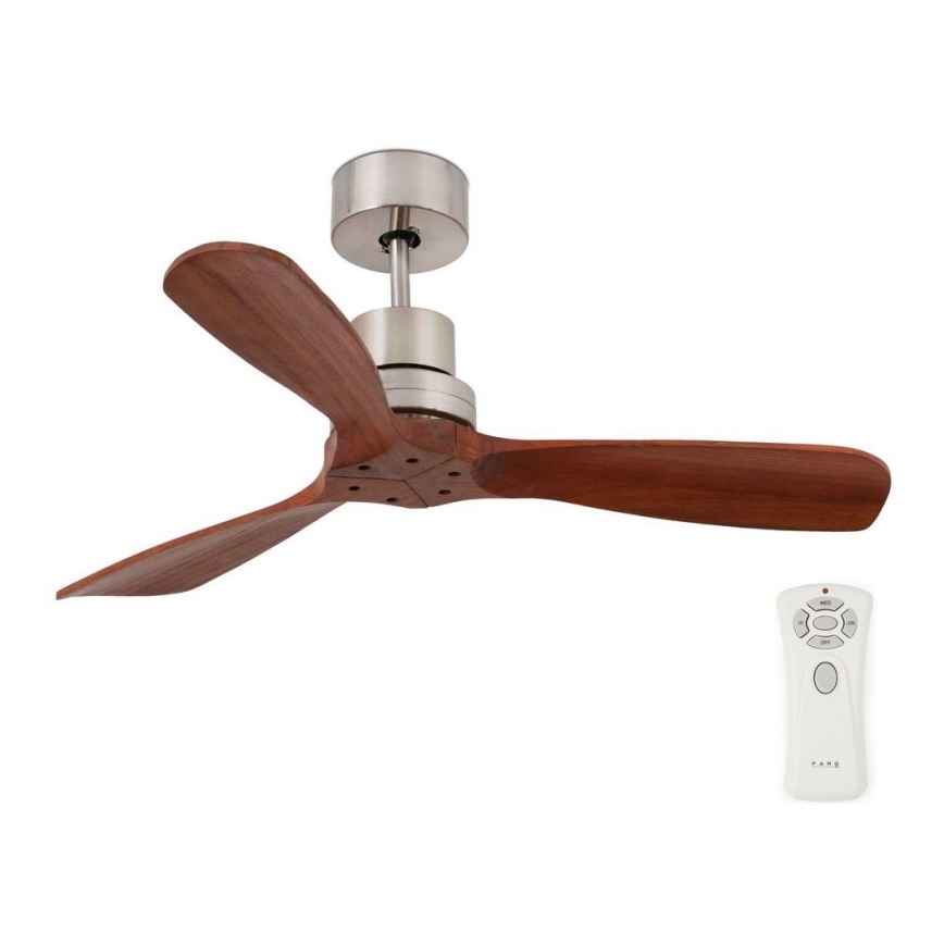 FARO 33508DC - Stropni ventilator MINI LANTAU mat krom/smeđa pr. 108 cm + daljinski upravljač