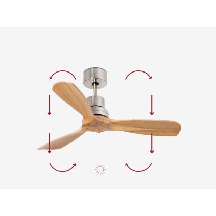 FARO 33509DC - Stropni ventilator MINI LANTAU mat krom/drvo pr. 107 cm + daljinski upravljač