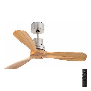 FARO 33509DC - Stropni ventilator MINI LANTAU mat krom/drvo pr. 107 cm + daljinski upravljač