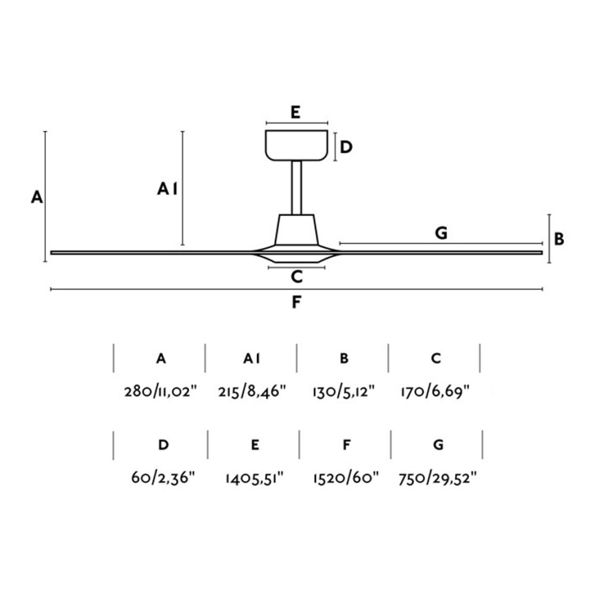 FARO 33511 - Stropni ventilator MOREA pr. 152 cm + daljinski upravljač
