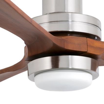 FARO 33518DC - LED Stropni ventilator LANTAU LED/15W/230V mat krom/drvo + daljinski upravljač