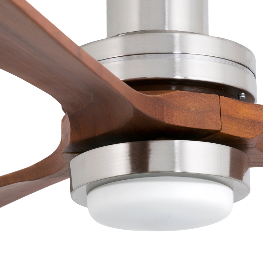 FARO 33518DC - LED Stropni ventilator LANTAU LED/15W/230V mat krom/drvo + daljinski upravljač