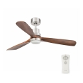 FARO 33518DC - LED Stropni ventilator LANTAU LED/15W/230V mat krom/drvo + daljinski upravljač