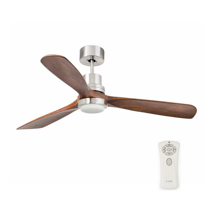 FARO 33518DC - LED Stropni ventilator LANTAU LED/15W/230V mat krom/drvo + daljinski upravljač