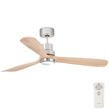 FARO 33560DC - LED Stropni ventilator LANTAU LED/15W/230V drvo/krom pr. 132 cm + daljinski upravljač