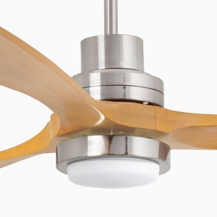 FARO 33560DC - LED Stropni ventilator LANTAU LED/15W/230V drvo/krom pr. 132 cm + daljinski upravljač