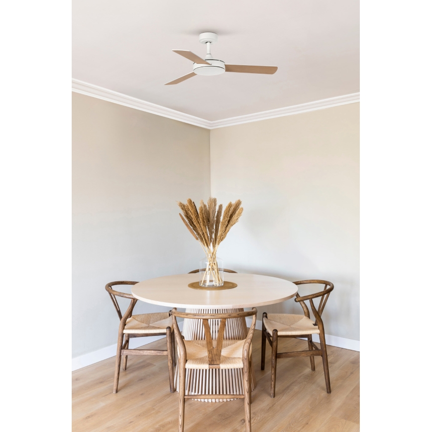 FARO 33603DCWT - Stropni ventilator MINI MALLORCA S smeđa/bijela pr. 106 cm Wi-Fi Tuya + daljinski upravljač