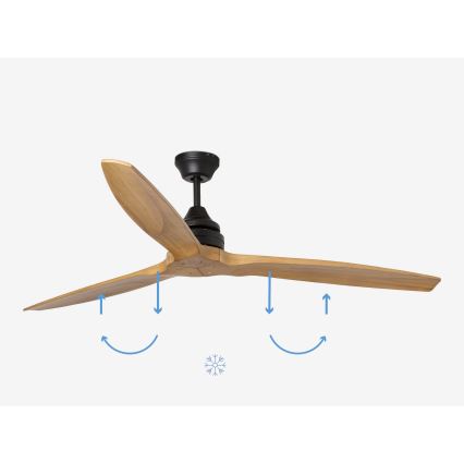 FARO 33718DC- Stropni ventilator ALO L drvo/crna pr. 152 cm + daljinski upravljač