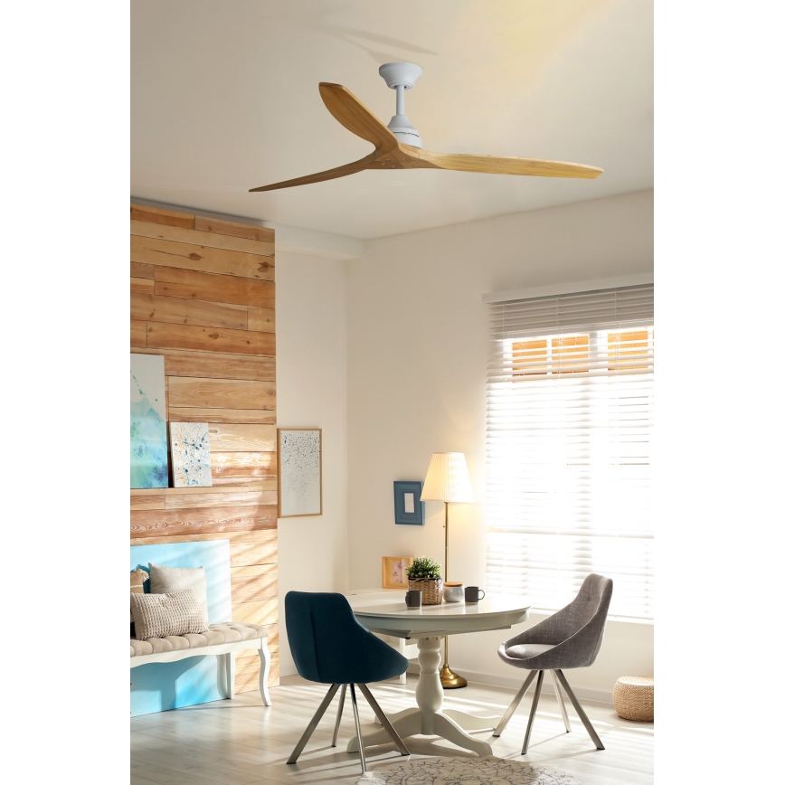 FARO 33728DC - Stropni ventilator ALO L drvo/bijela pr. 152 cm + daljinski upravljač