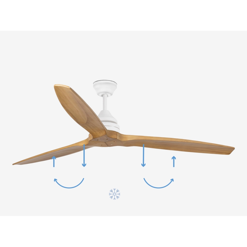 FARO 33728DC - Stropni ventilator ALO L drvo/bijela pr. 152 cm + daljinski upravljač