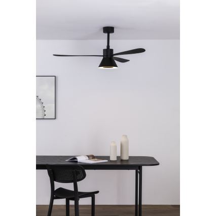 FARO 33761WT-23 - LED Prigušivi stropni ventilator AMELIA L CONE LED/20W/230V 2700/3500/5000K crna pr. 132 cm Wi-Fi Tuya + daljinski upravljač