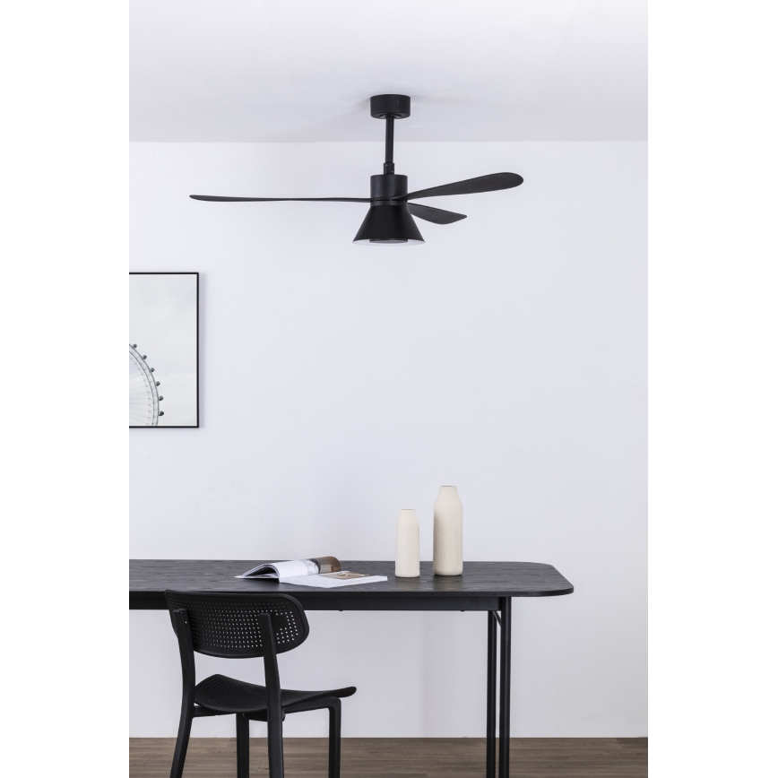 FARO 33761WT-23 - LED Prigušivi stropni ventilator AMELIA L CONE LED/20W/230V 2700/3500/5000K crna pr. 132 cm Wi-Fi Tuya + daljinski upravljač