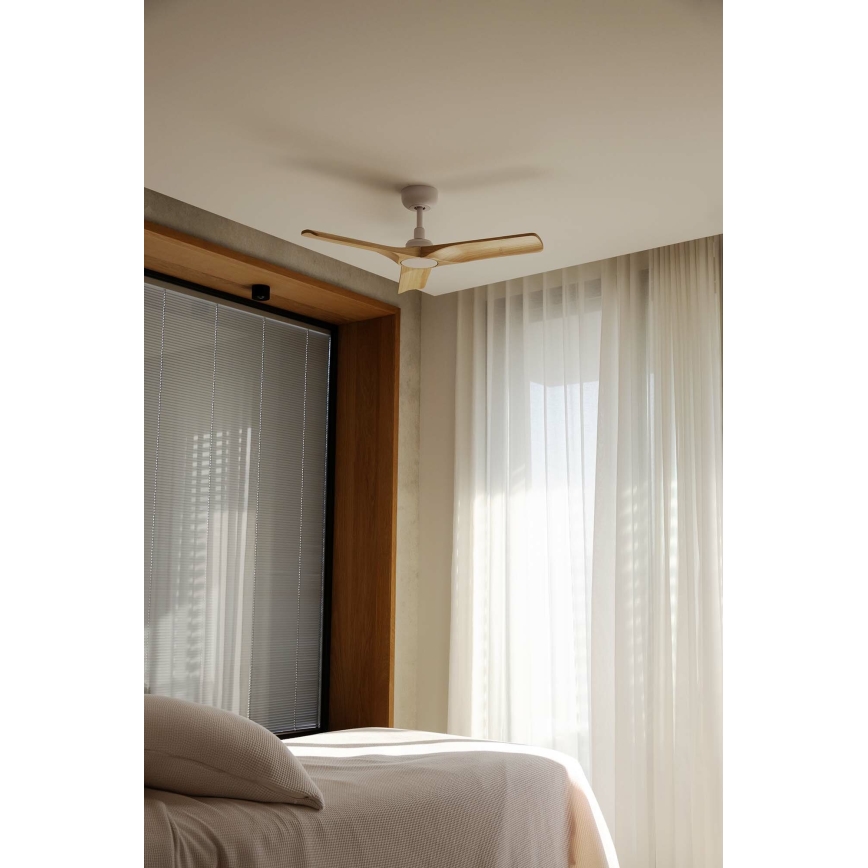 FARO 33805WT - Stropni ventilator HEYWOOD S drvo/bijela promjer 90 cm Wi-Fi Tuya + daljinski upravljač