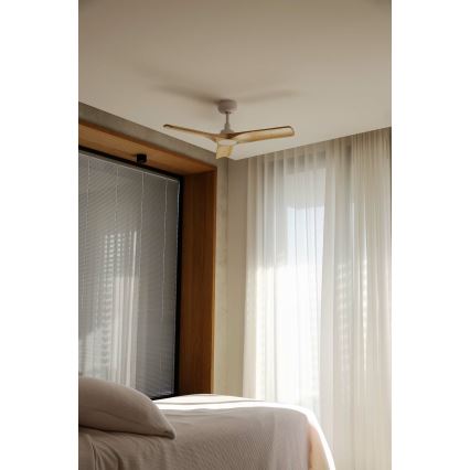 FARO 33805WT - Stropni ventilator HEYWOOD S drvo/bijela pr. 90 cm Wi-Fi Tuya + daljinski upravljač
