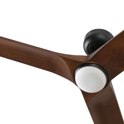 FARO 33806WT-1TW - LED Prigušivi stropni ventilator HEYWOOD S LED/10W/230V 2700/4000/6000K drvo/crna pr. 90 cm Wi-Fi Tuya + daljinski upravljač