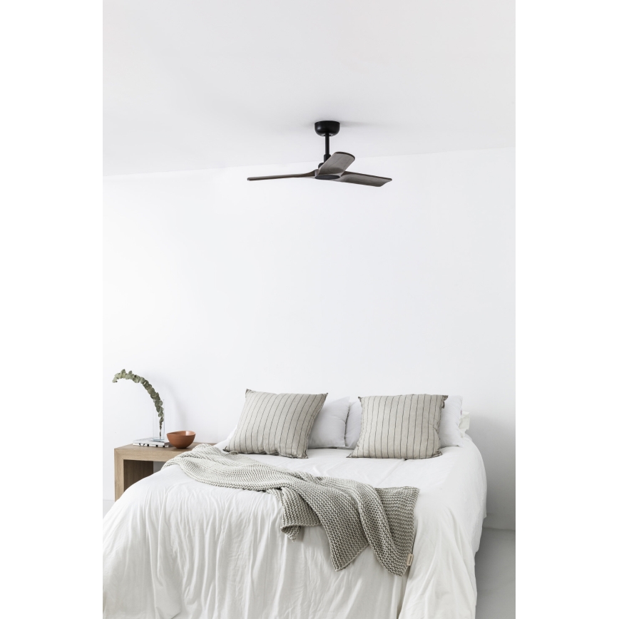 FARO 33806WT - Stropni ventilator HEYWOOD S drvo/crna pr. 90 cm Wi-Fi Tuya + daljinski upravljač