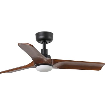 FARO 33806WT1S - Prigušivi stropni ventilator HEYWOOD s LED/10W/230V 2700/3000/4000K promjer 90 cm drvo/crna Wi‑Fi Tuya + daljinski upravljač