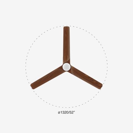 FARO 33809-1TW - LED ventilator HEYWOOD s prigušivanjem, 10W/230V, 2700/3000/4000K, Ø 132 cm + daljinski upravljač