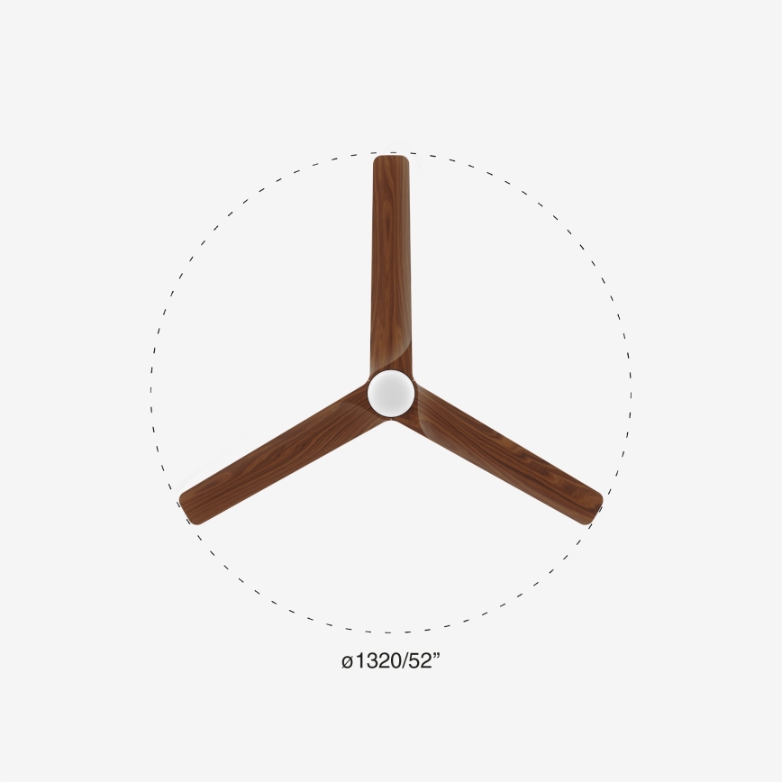 FARO 33809-1TW - LED ventilator HEYWOOD s prigušivanjem, 10W/230V, 2700/3000/4000K, Ø 132 cm + daljinski upravljač