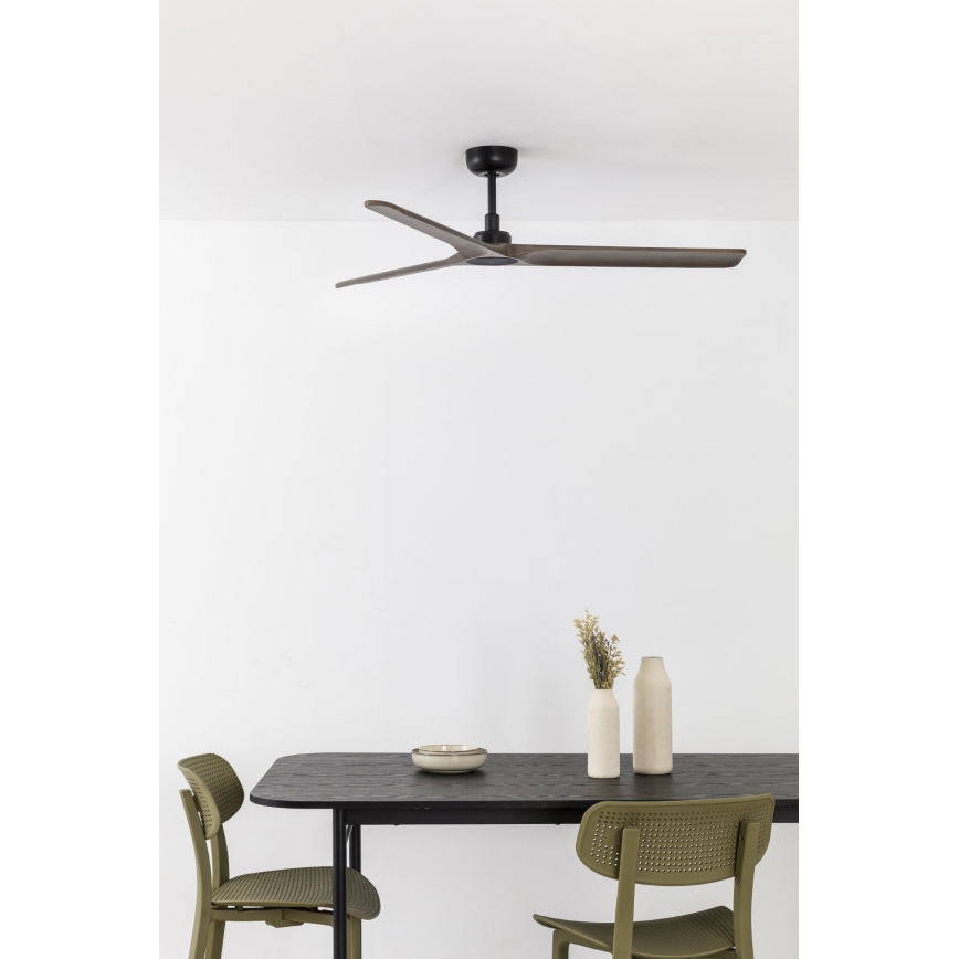 FARO 33809WT - Stropni ventilator HEYWOOD L drvo/crna pr. 132 cm Wi-Fi Tuya + daljinski upravljač