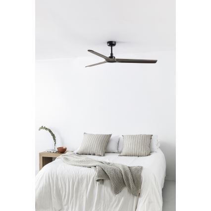 FARO 33809WT - Stropni ventilator HEYWOOD L drvo/crna pr. 132 cm Wi-Fi Tuya + daljinski upravljač